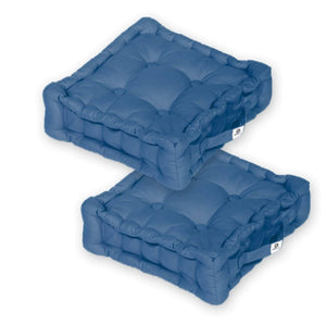 Lot de 2 Coussins de Sol 40x40 Bleu Pétrole - Épais 12cm & Poignée