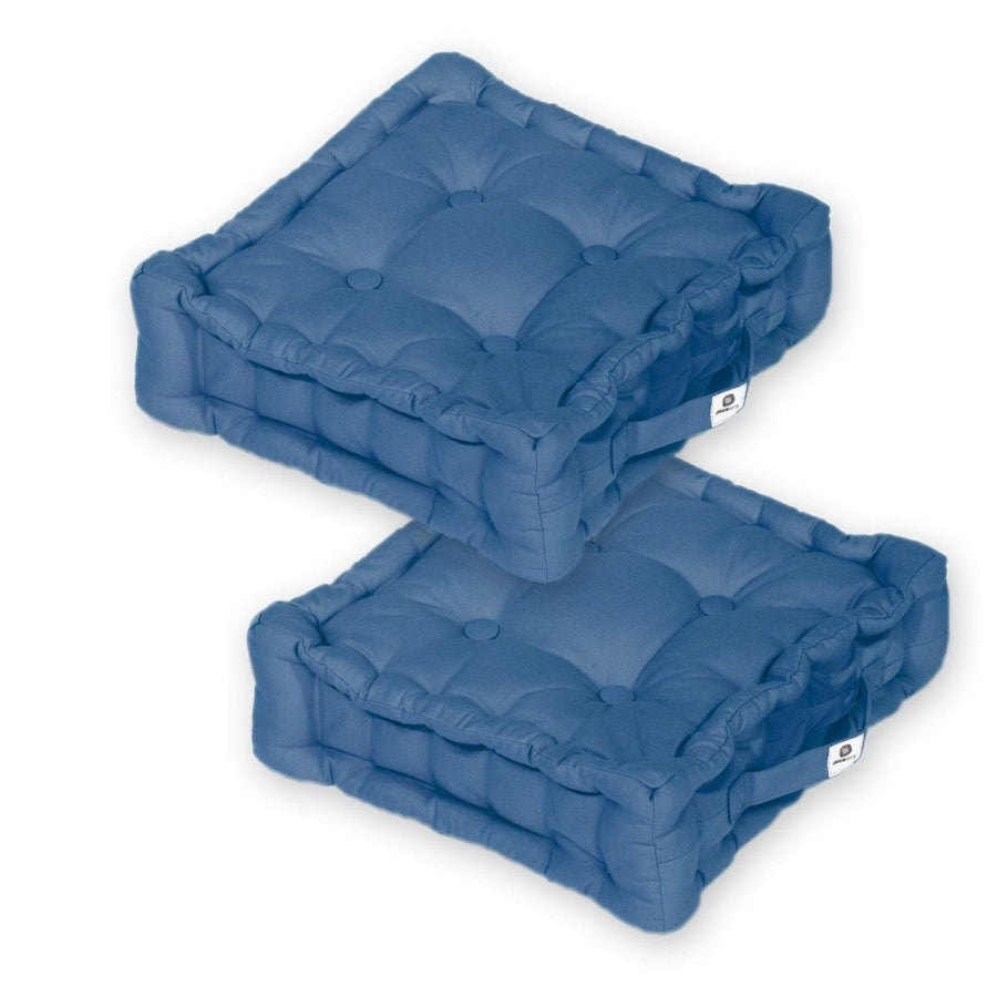 Set of 2 Floor Cushions 40x40 Petrol Blue, 12 cm thick