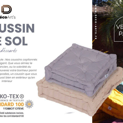 Coussin de sol lot de 2  - 40 x 40 cm Gris Galet - Deco-arts.fr