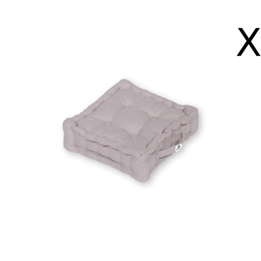 Set of 2 Floor Cushions 40x40 Pebble Grey, polyester fabric
