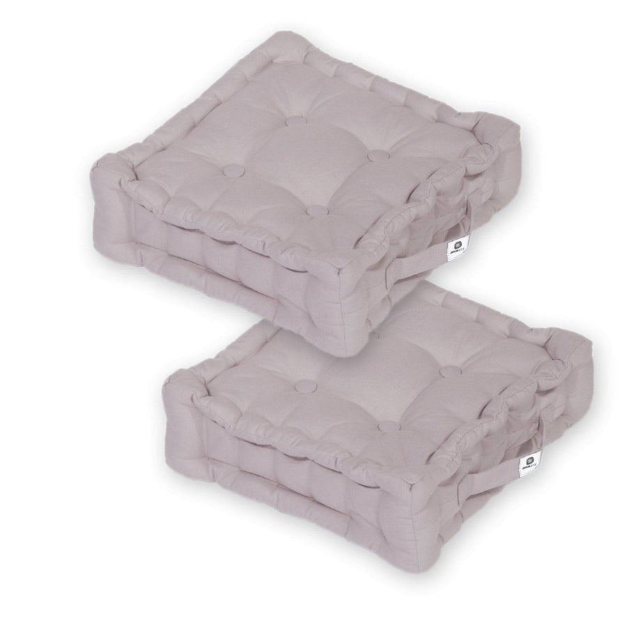 Set of 2 Floor Cushions 40x40 Pebble Grey, 12 cm thick
