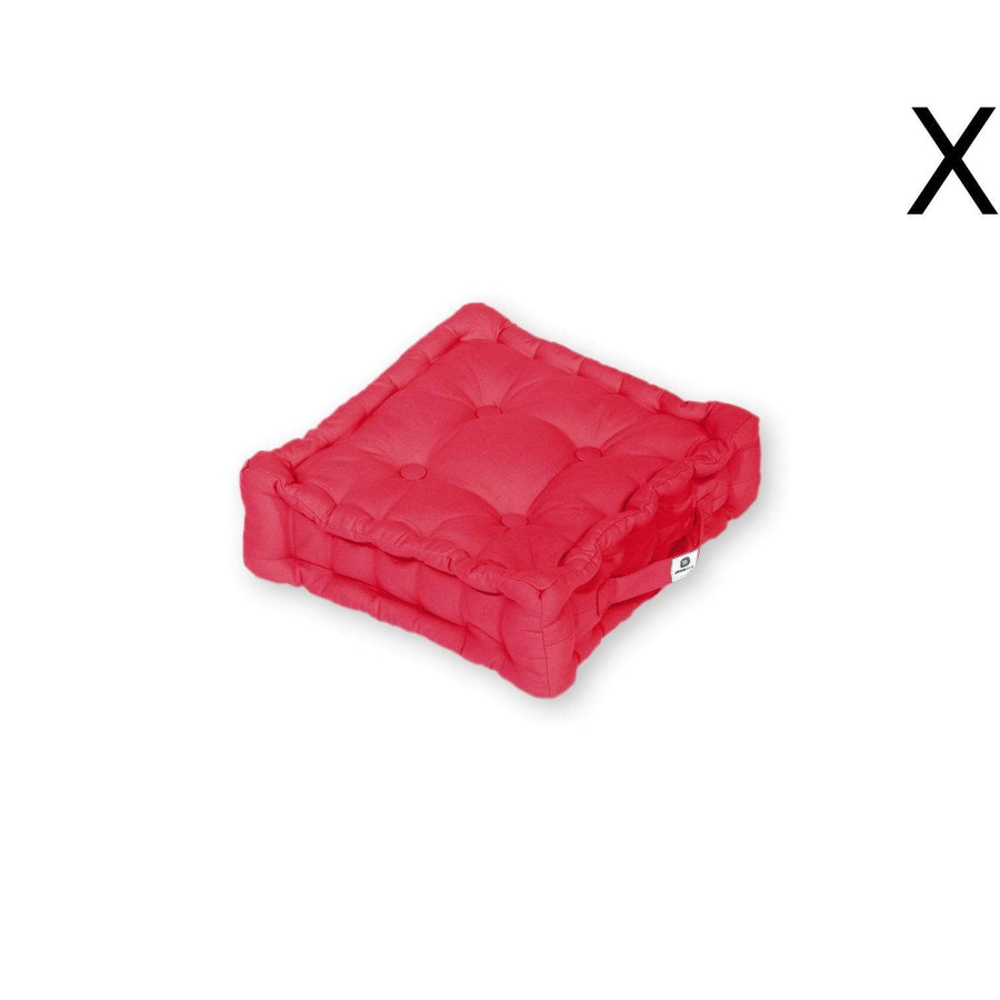 Set of 2 Floor Cushions 40x40 Chilli Red, polyester fabric