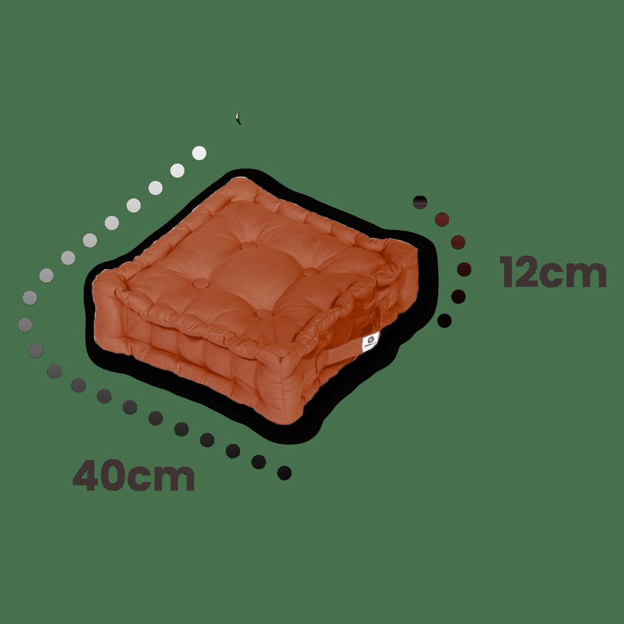 Set of 2 Floor Cushions 40x40 Terracotta, UV-resistant, water-repellent fabric
