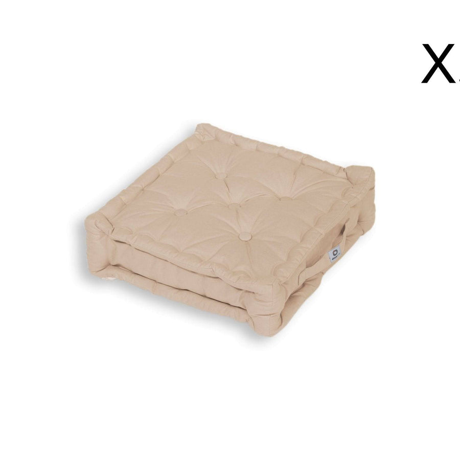 Set of 2 XL Floor Cushions 50x50 Beige Clair, foam flake filling
