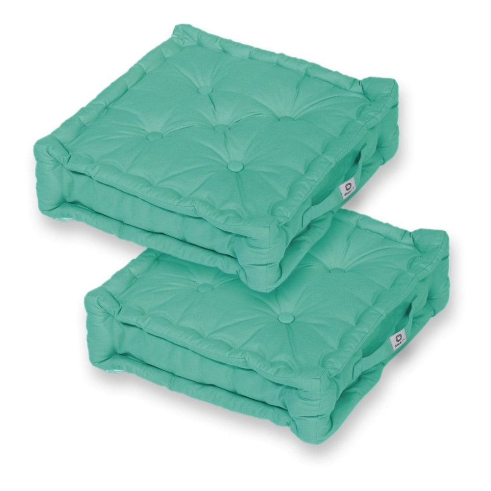 Set of 2 XL Floor Cushions 50x50 Caribbean Blue, 15 cm thick