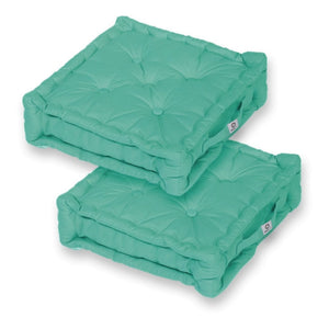 Lot de 2 Coussins de Sol XL 50x50 Bleu Caraïbes - Épais 15cm & Poignée