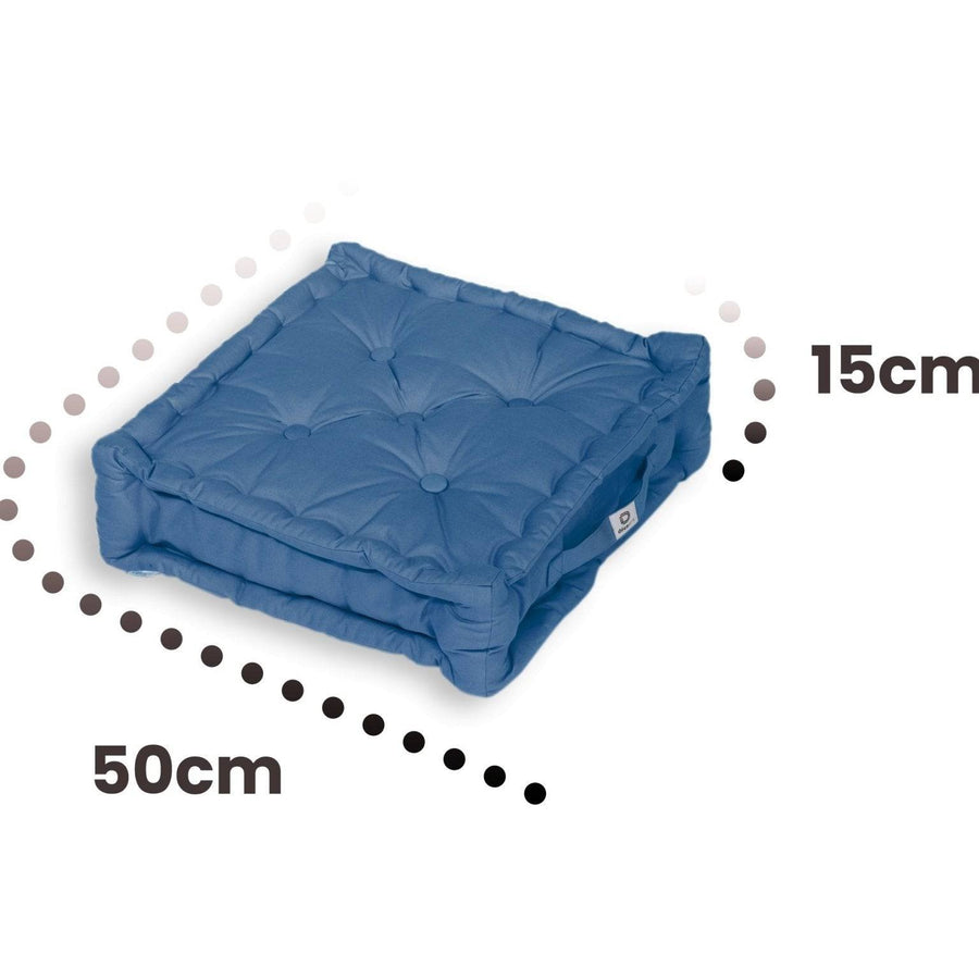 Set of 2 XL Floor Cushions 50x50 Petrol Blue, UV-resistant, water-repellent fabric