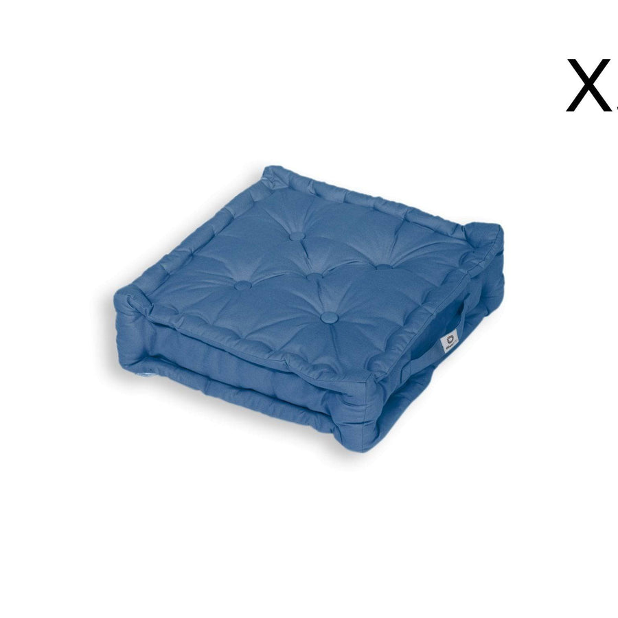 Set of 2 XL Floor Cushions 50x50 Petrol Blue, foam flake filling
