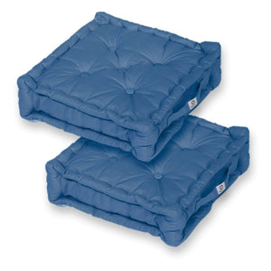 Lot de 2 Coussins de Sol XL 50x50 Bleu Pétrole - Épais 15cm & Poignée