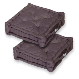 Lot de 2 Coussins de Sol XL 50x50 Gris Carbone - Épais 15cm & Poignée