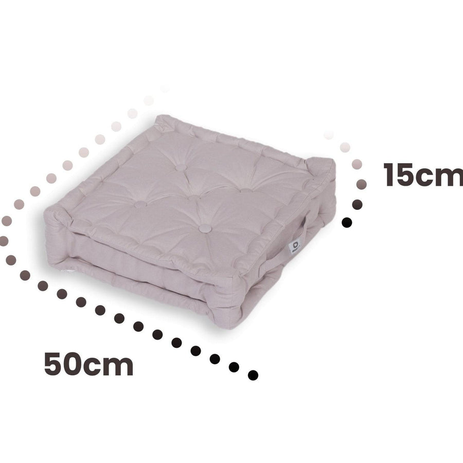 Lot de 2 Coussins de Sol XL 50x50 Gris Galet, tissu anti-UV et déperlant