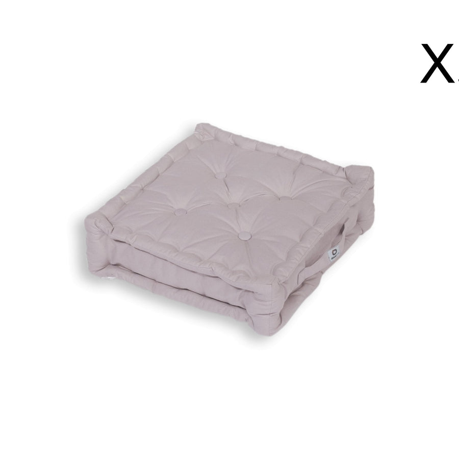 Lot de 2 Coussins de Sol XL 50x50 Gris Galet, garnissage en flocons de mousse