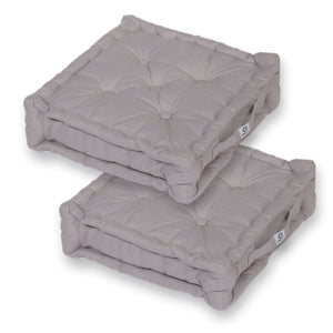 Lot de 2 Coussins de Sol XL 50x50 Gris Galet - Épais 15cm & Poignée
