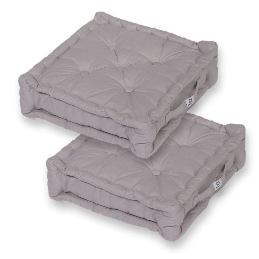 Lot de 2 Coussins de Sol XL 50x50 Gris Galet, épaisseur 15 cm
