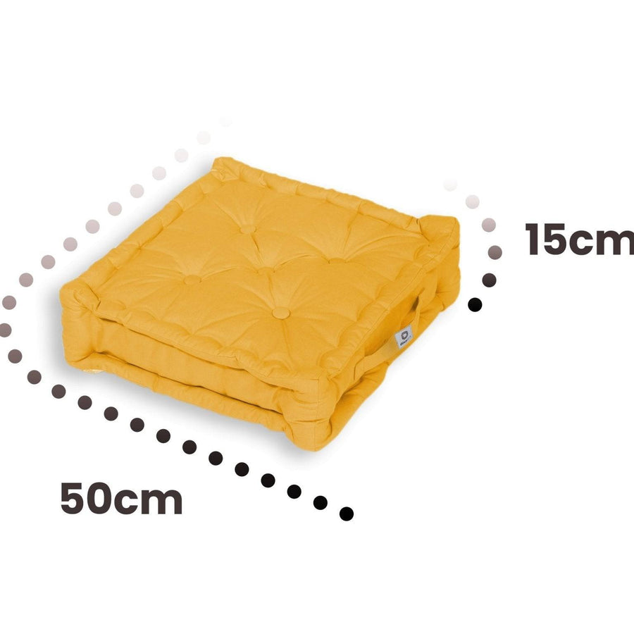 Set of 2 XL Floor Cushions 50x50 Yellow, UV-resistant, water-repellent fabric