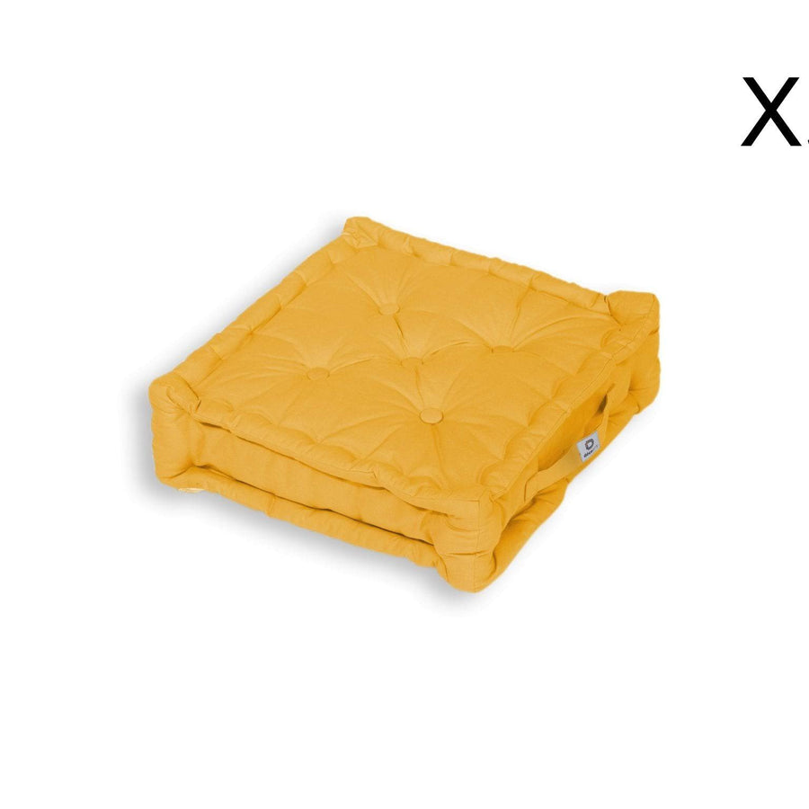 Set of 2 XL Floor Cushions 50x50 Yellow, foam flake filling