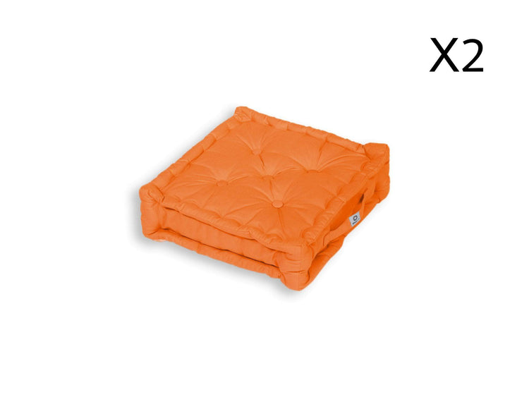 Coussin de sol lot de 2  - 50 x 50 cm Orange - Deco-arts.fr