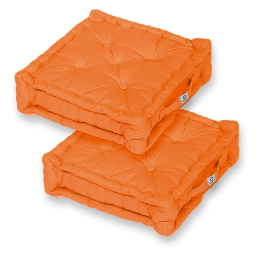 Lot de 2 Coussins de Sol XL 50x50 Orange, épaisseur 15 cm