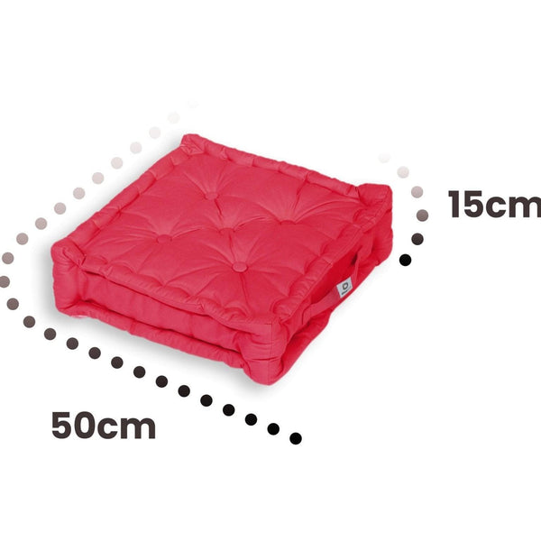 Coussin de sol lot de 2  - 50 x 50 cm Rouge Piment - Deco-arts.fr
