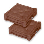 Lot de 2 coussins de sol décoratifs 50x50 cm couleur rouille avec poignée, épais 15 cm, marque Decoartss.