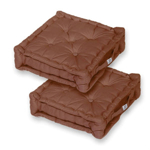 Lot de 2 Coussins de Sol XL 50x50 Rouille - Épais 15cm & Poignée