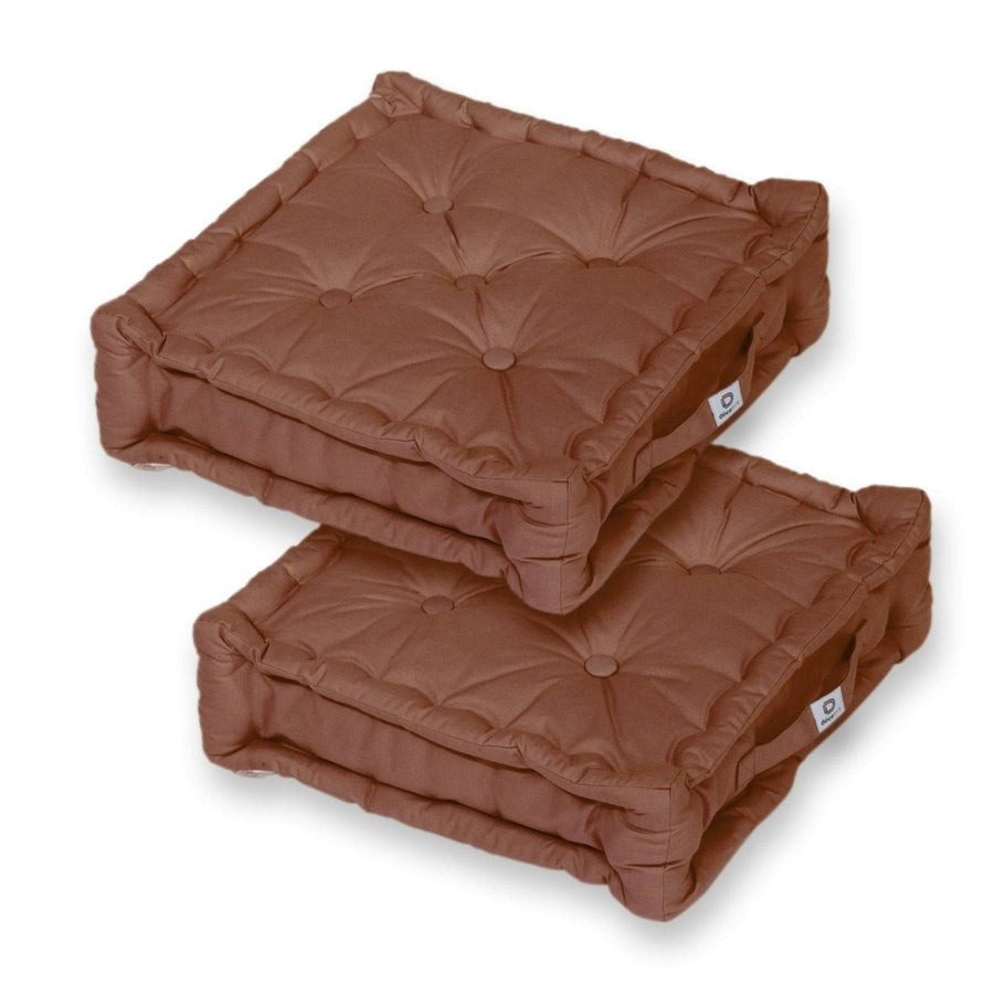 Set of 2 XL Floor Cushions 50x50 Rust, 15 cm thick