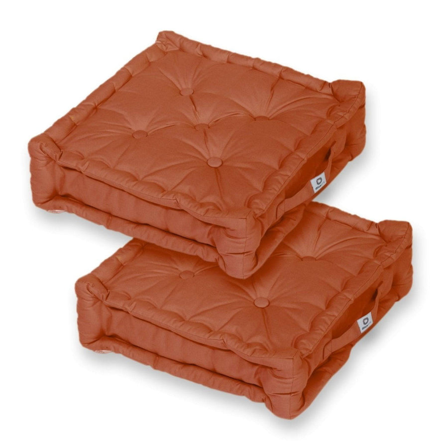 2er-Set XL-Bodenkissen 50x50 Terrakotta, 15 cm dick