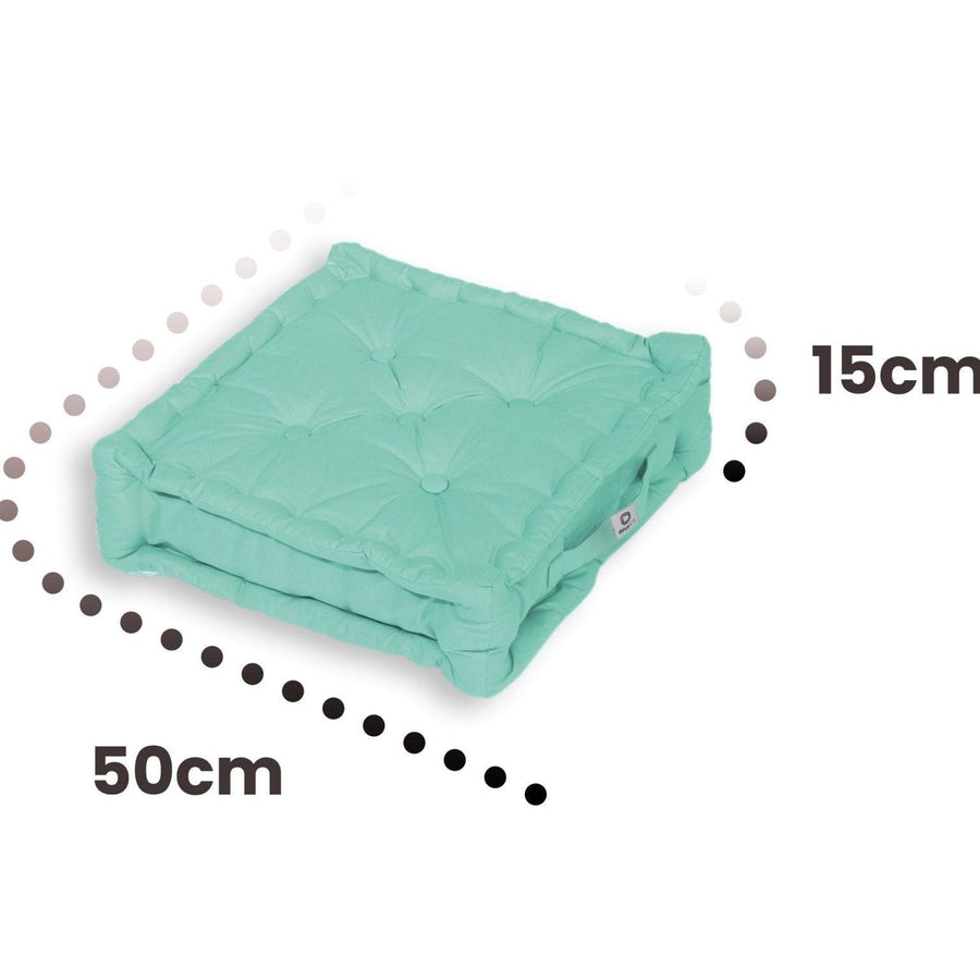 Set of 2 XL Floor Cushions 50x50 Mint Green, UV-resistant, water-repellent fabric