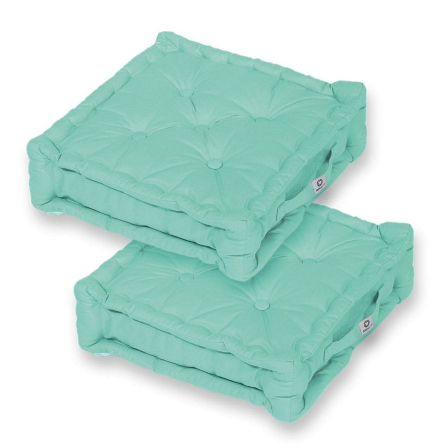 Set of 2 XL Floor Cushions 50x50 Mint Green, 15 cm thick
