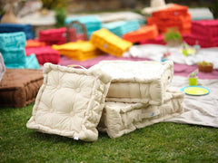 Bodenkissen 2er-Set - 60 x 60 cm Hellbeige