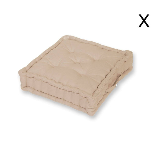 Coussin de sol lot de 2  - 60 x 60 cm Beige Clair - Deco-arts.fr