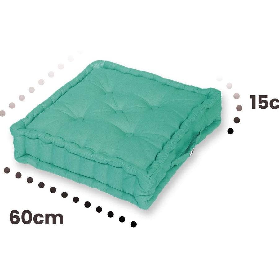 Lot de 2 Coussins de Sol Géant 60x60 Bleu Caraïbes, tissu polyester