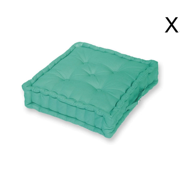 Coussin de sol lot de 2  - 60 x 60 cm  Bleu Caraibes - Deco-arts.fr
