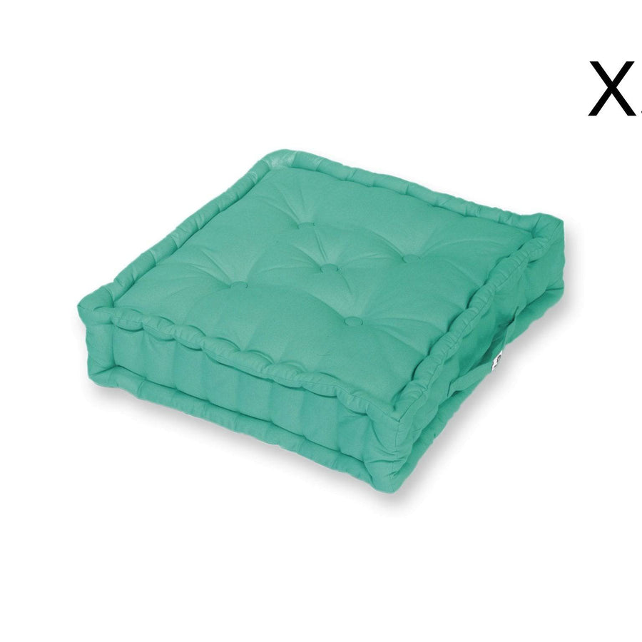 Lot de 2 Coussins de Sol Géant 60x60 Bleu Caraïbes, tissu anti-UV et déperlant