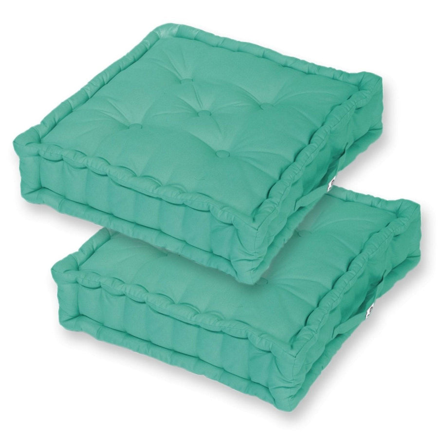 Lot de 2 Coussins de Sol Géant 60x60 Bleu Caraïbes, épaisseur 15 cm
