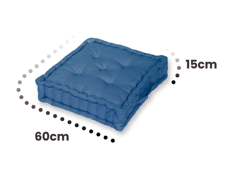 Coussin de sol lot de 2  - 60 x 60 cm Bleu Petrole - Deco-arts.fr