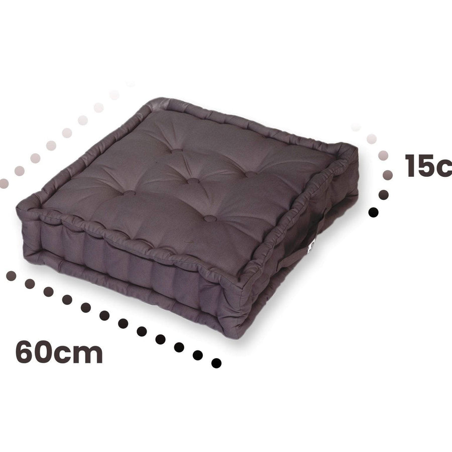 Set of 2 Giant Floor Cushions 60x60 Carbon Grey, UV-resistant, water-repellent fabric