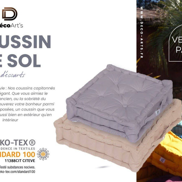 Lot de 2 coussins de sol géants gris carbone, épais 15 cm avec poignées, coussins décoratifs Deco Arts pour salon ou détente