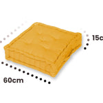 Coussin de sol lot de 2  - 60 x 60 cm Jaune - Deco-arts.fr