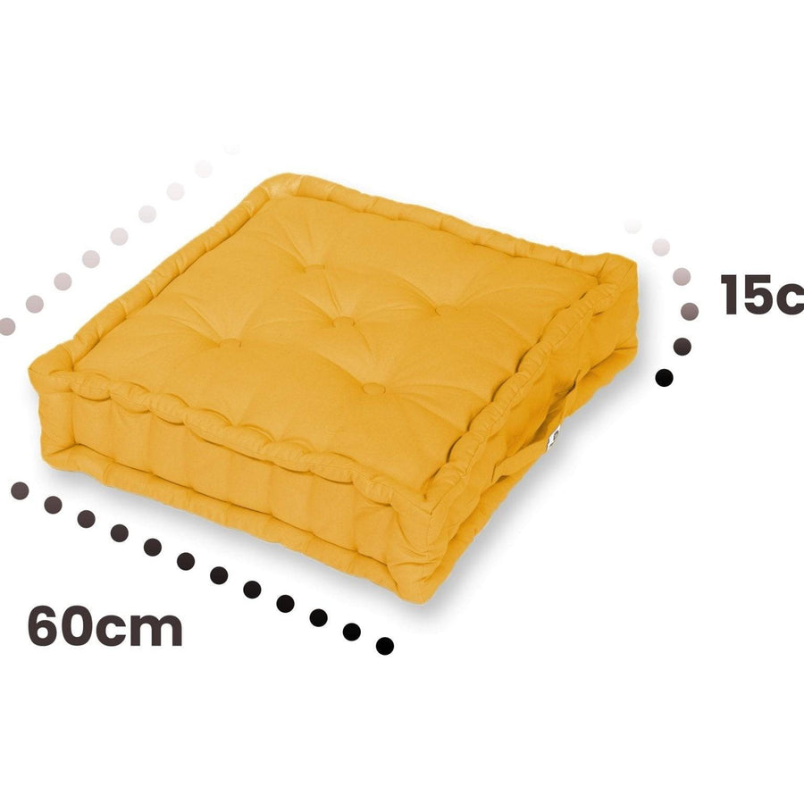 Lot de 2 Coussins de Sol Géant 60x60 Jaune, tissu anti-UV et déperlant