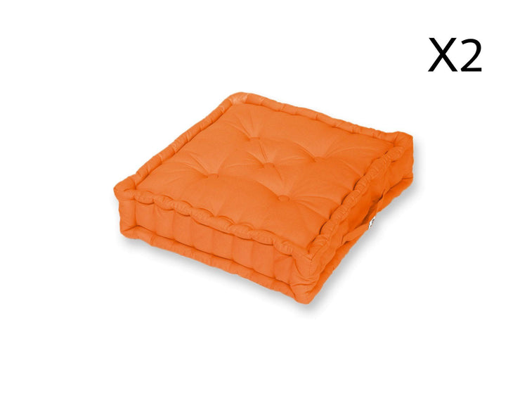 Coussin de sol lot de 2  - 60 x 60 cm Orange - Deco-arts.fr