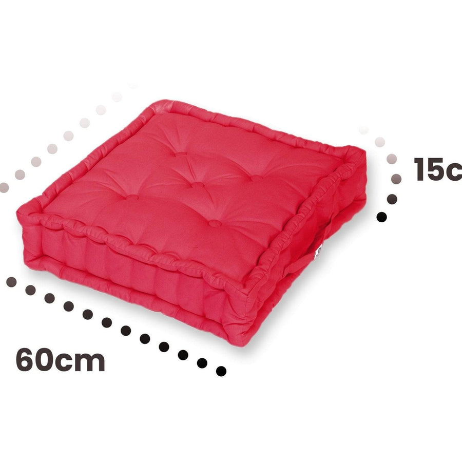 Set of 2 Giant Floor Cushions 60x60 Chilli Red, UV-resistant, water-repellent fabric