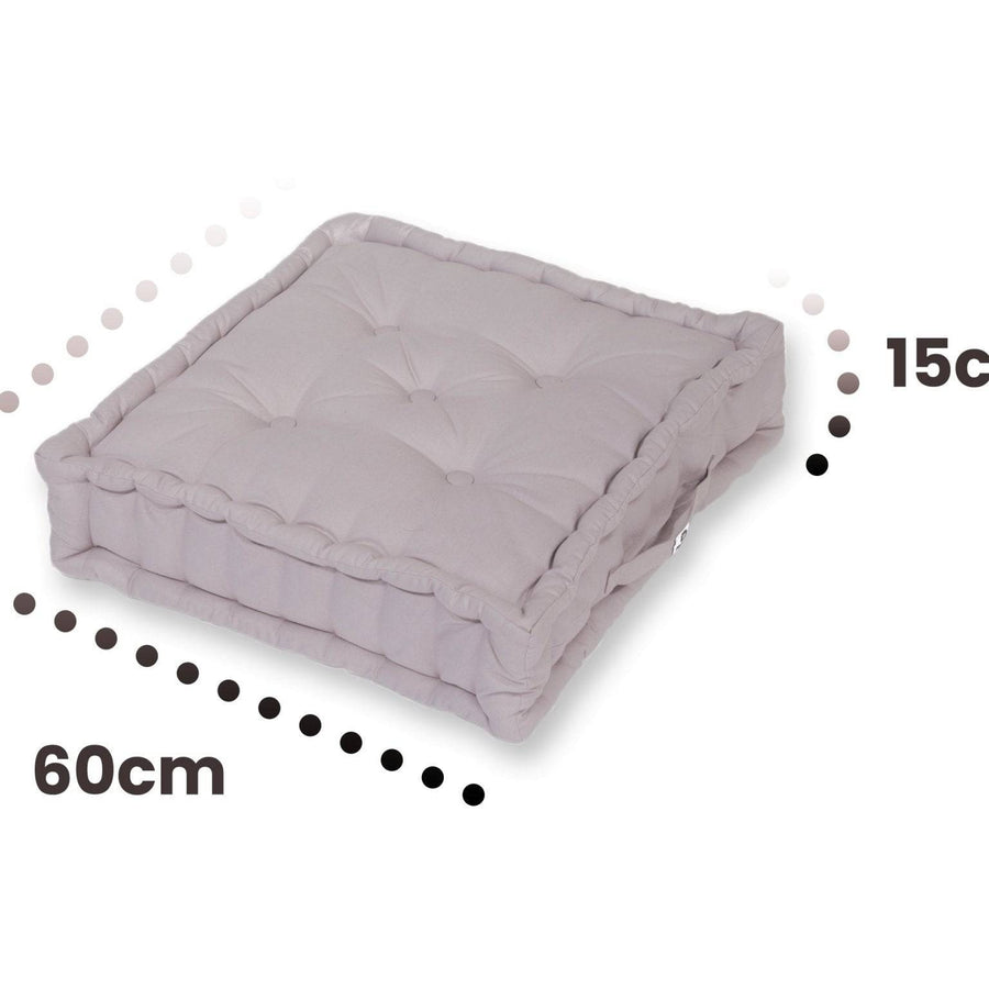 Set of 2 Giant Floor Cushions 60x60 Pebble Grey, UV-resistant, water-repellent fabric