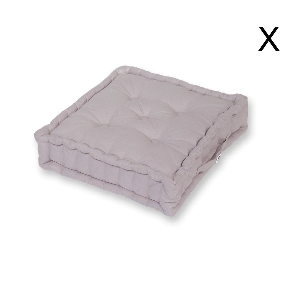 Set of 2 Giant Floor Cushions 60x60 Pebble Grey, polyester fabric