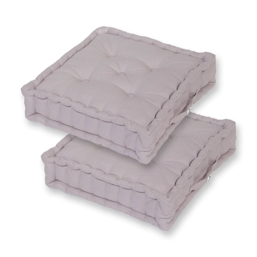 Set of 2 Giant Floor Cushions 60x60 Pebble Grey, 15 cm thick