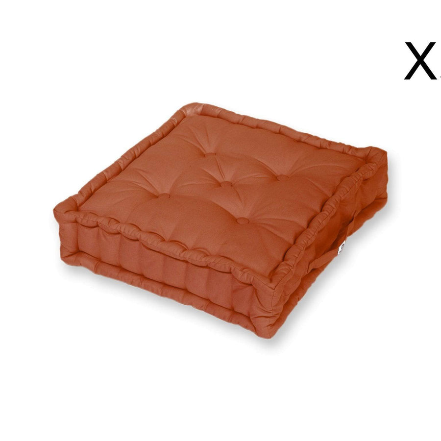 Lot de 2 Coussins de Sol Géant 60x60 Terracotta, tissu polyester