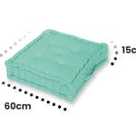 Lot de 2 coussins de sol décoratifs Decoartss en vert mint, 60 x 15 cm, pour décoration intérieure.