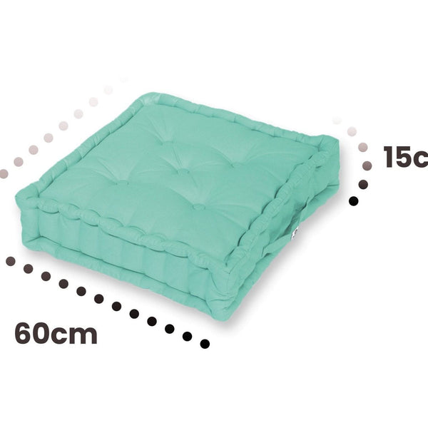 Lot de 2 coussins de sol décoratifs Deco Arts en vert mint, 60 x 15 cm, pour décoration intérieure.