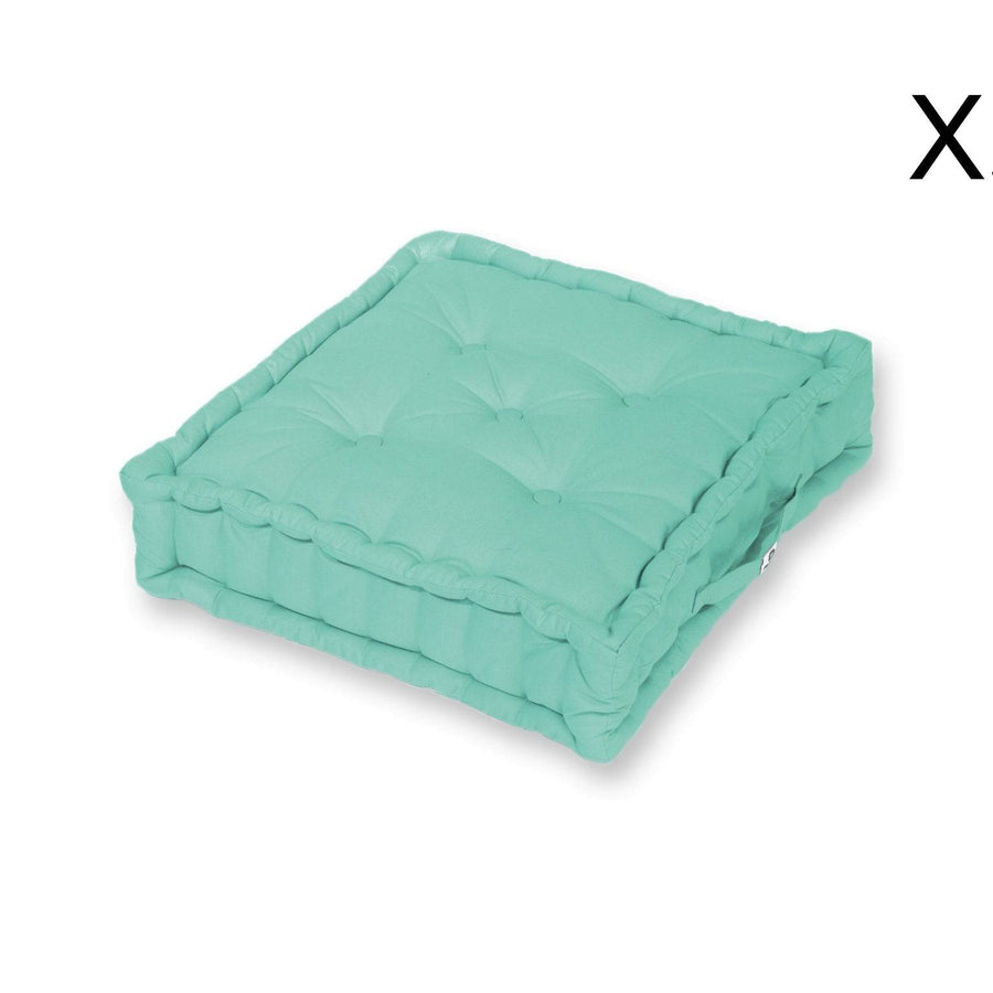 Set of 2 Floor Cushions (60 x H15 cm) Mint Green, foam flake filling