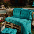 Europalletkussenset 120x80 Caribisch Blauw - XXL dik zitkussen 20cm (1 Zitting + 2 Rugleuningen)